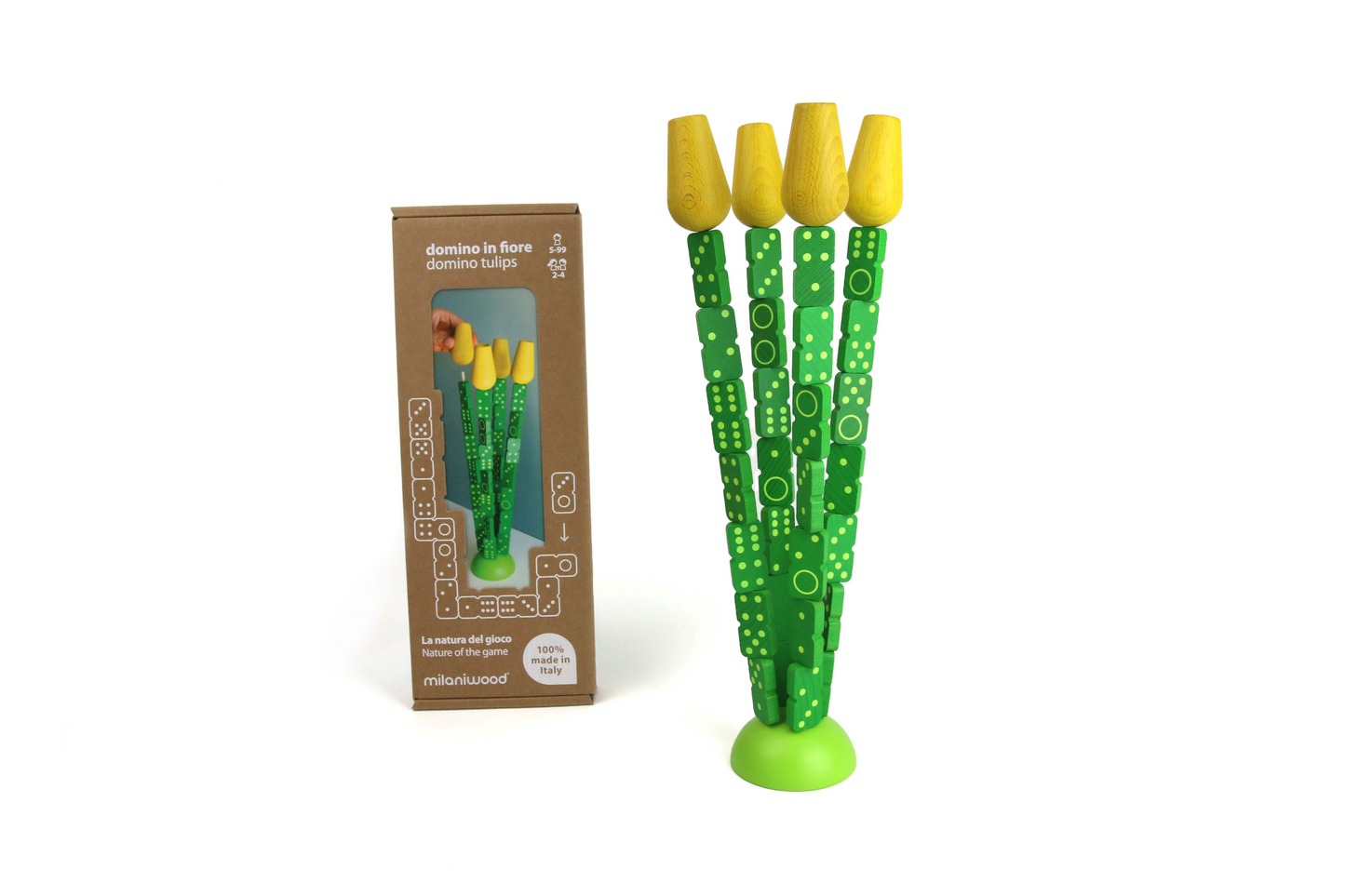    DOMINO-IN-FIORE-TULIPANI-GIALLI-GIOCO-FSC-MILANIWOOD-MADE-IN-ITALY